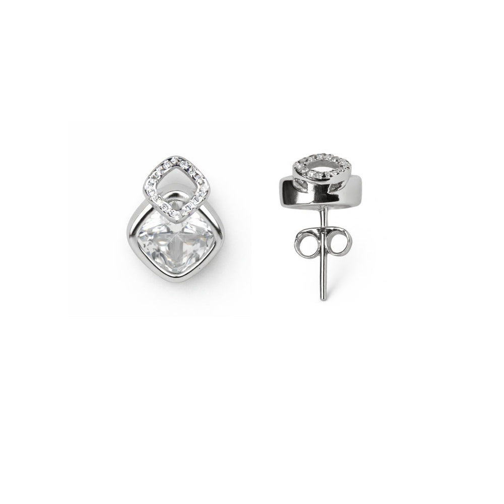 925 sterling silver earrings India with sparkling crystal halo