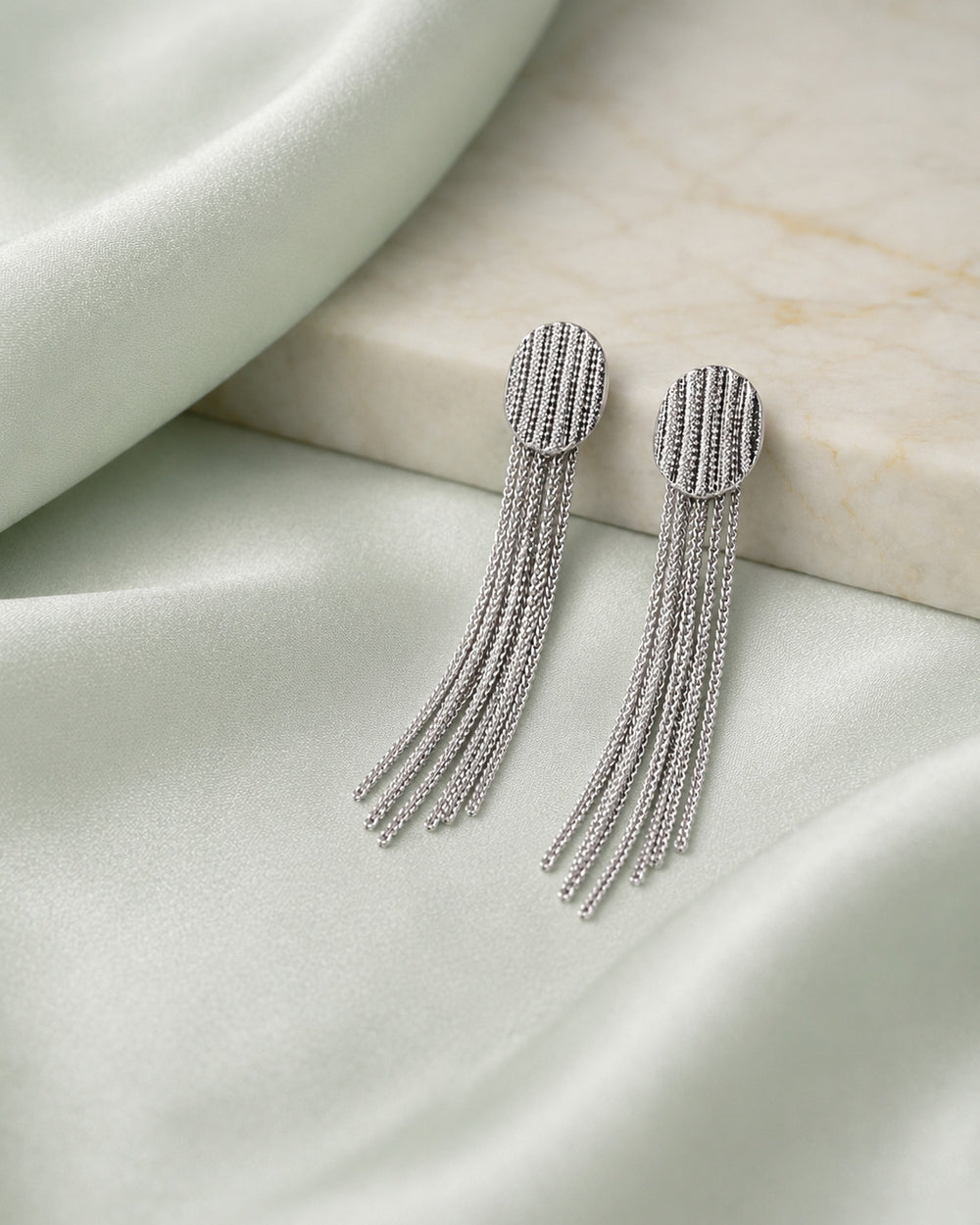 925 sterling silver earrings India with multi-chain fringe detail