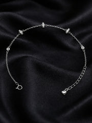 Original silver bracelet for ladies with crystal-studded ring charms