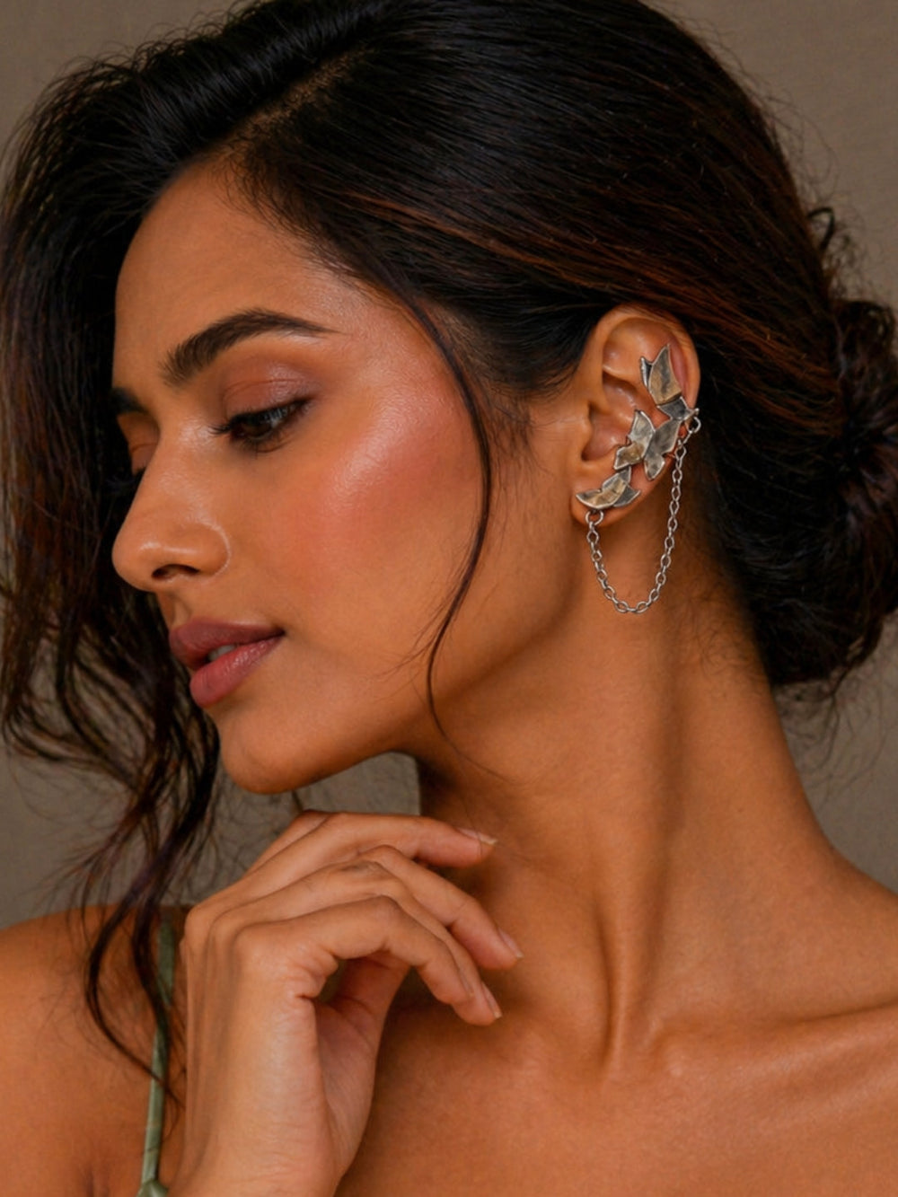 925 sterling silver earrings India with trendy butterfly chain detail