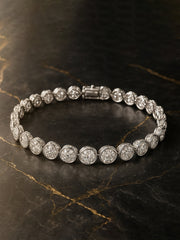 Original silver bracelet for ladies with bezel-set zircon stone design