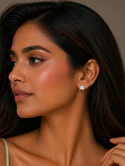 925 sterling silver earrings India with four-prong CZ stud design