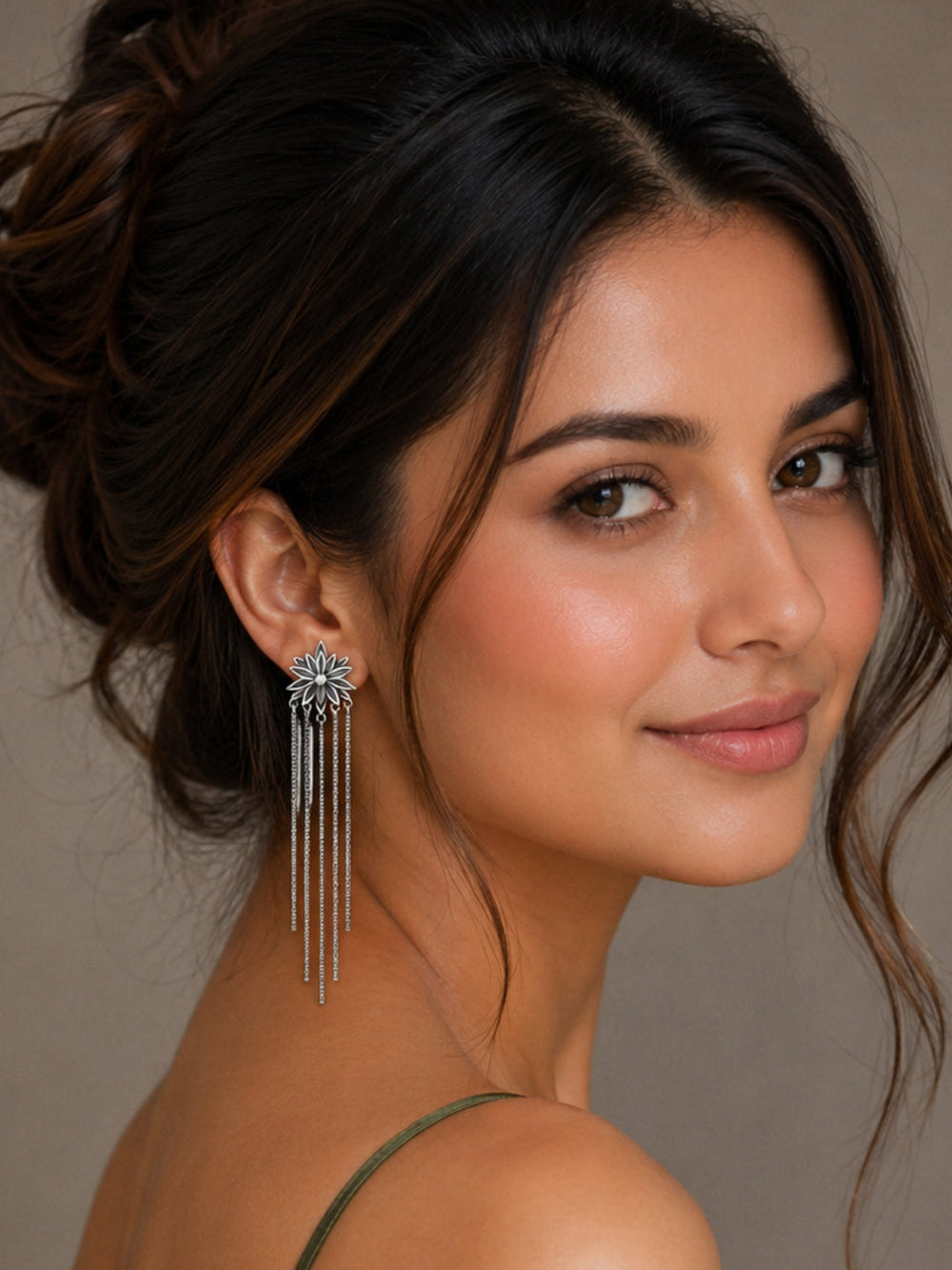 925 sterling silver earrings India with polished silver drop design