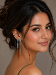 925 sterling silver earrings India with polished silver drop design