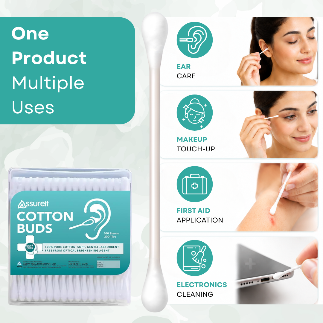 Assureit Organic Cotton Buds – Soft Hypoallergenic Ear Buds for Babies & Ear Cleaning