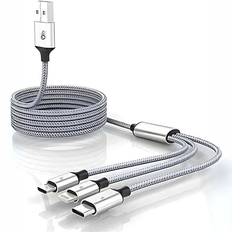 OlivLife red 3-in-1 charging cable charging iPhone and Samsung Galaxy – one cable for all phones fast charging cable India
