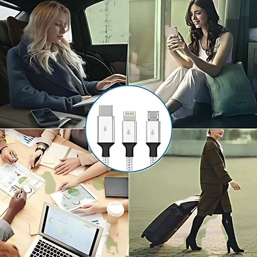 OlivLife red 3-in-1 charging cable charging iPhone and Samsung Galaxy – one cable for all phones fast charging cable India
