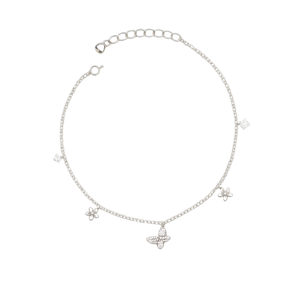 Axora Life 925 sterling silver charm anklet for women with butterfly charms