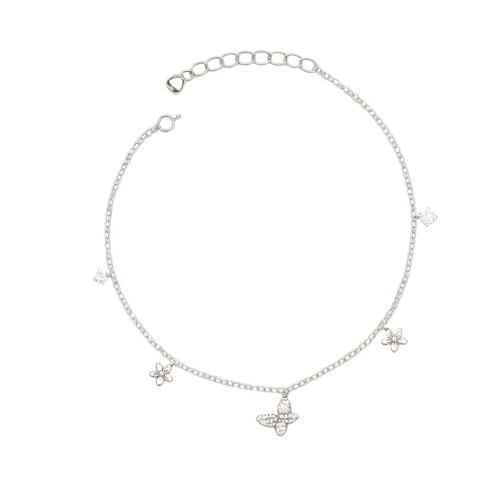 Axora Life 925 sterling silver charm anklet for women with butterfly charms