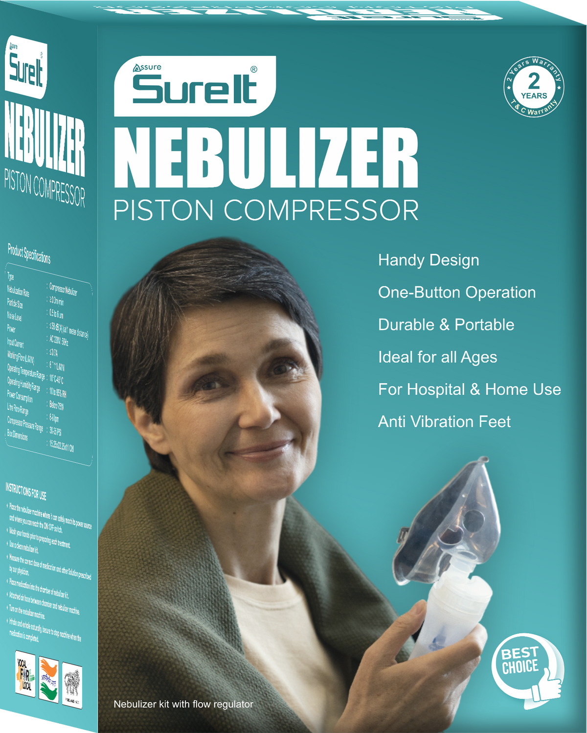 Assre SureIt Piston Compressor Nebulizer: Advanced Respiratory