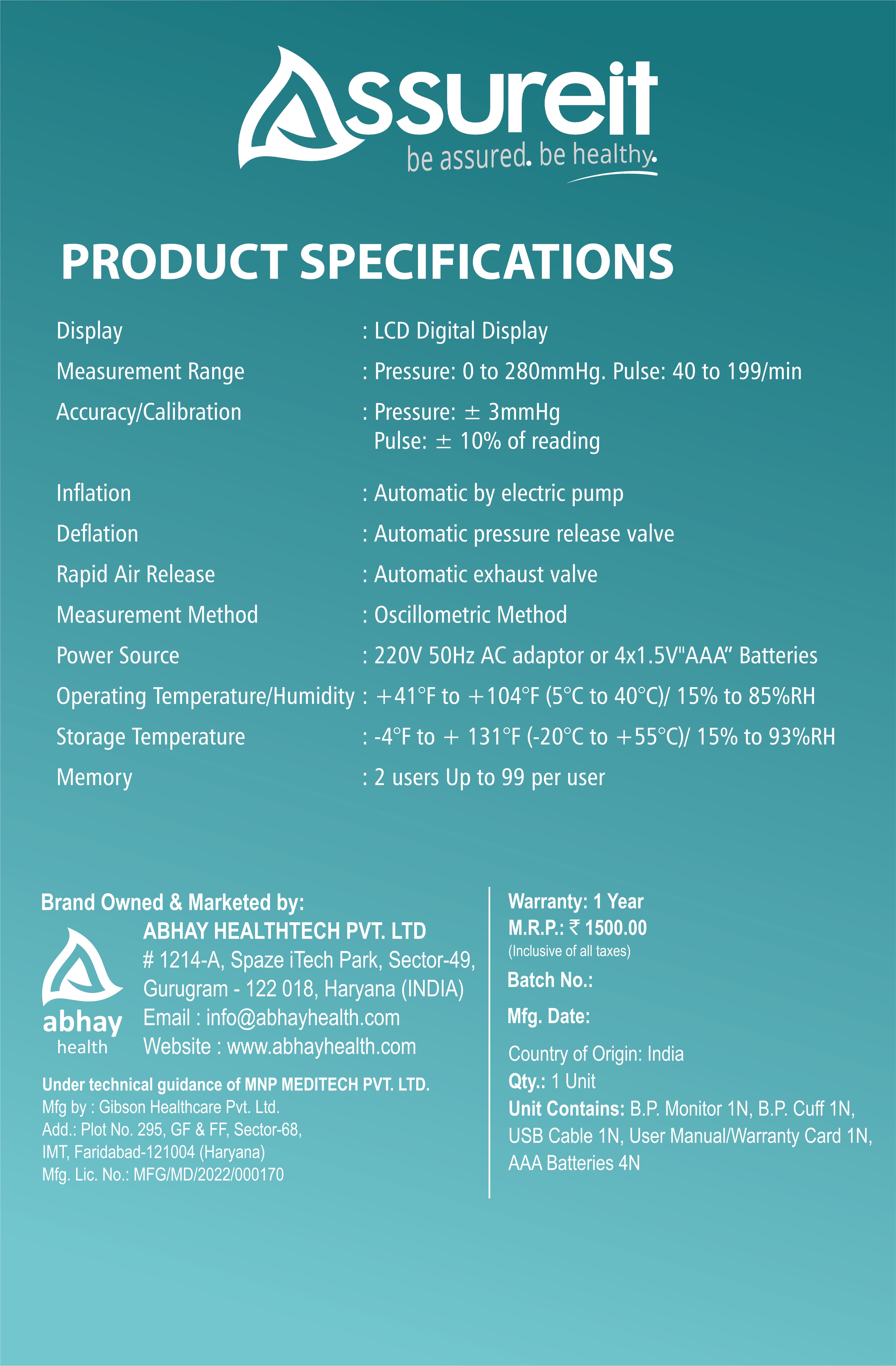  blood pressure check machine battery and USB power options India
