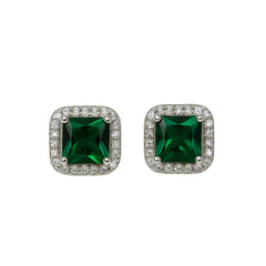 Axora Life 925 sterling silver emerald sparkle stud earrings for women