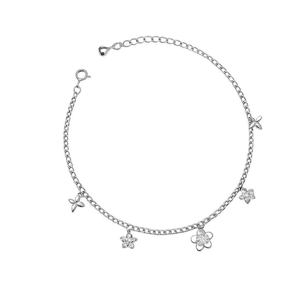 Axora Life 925 sterling silver star flower anklet set for women