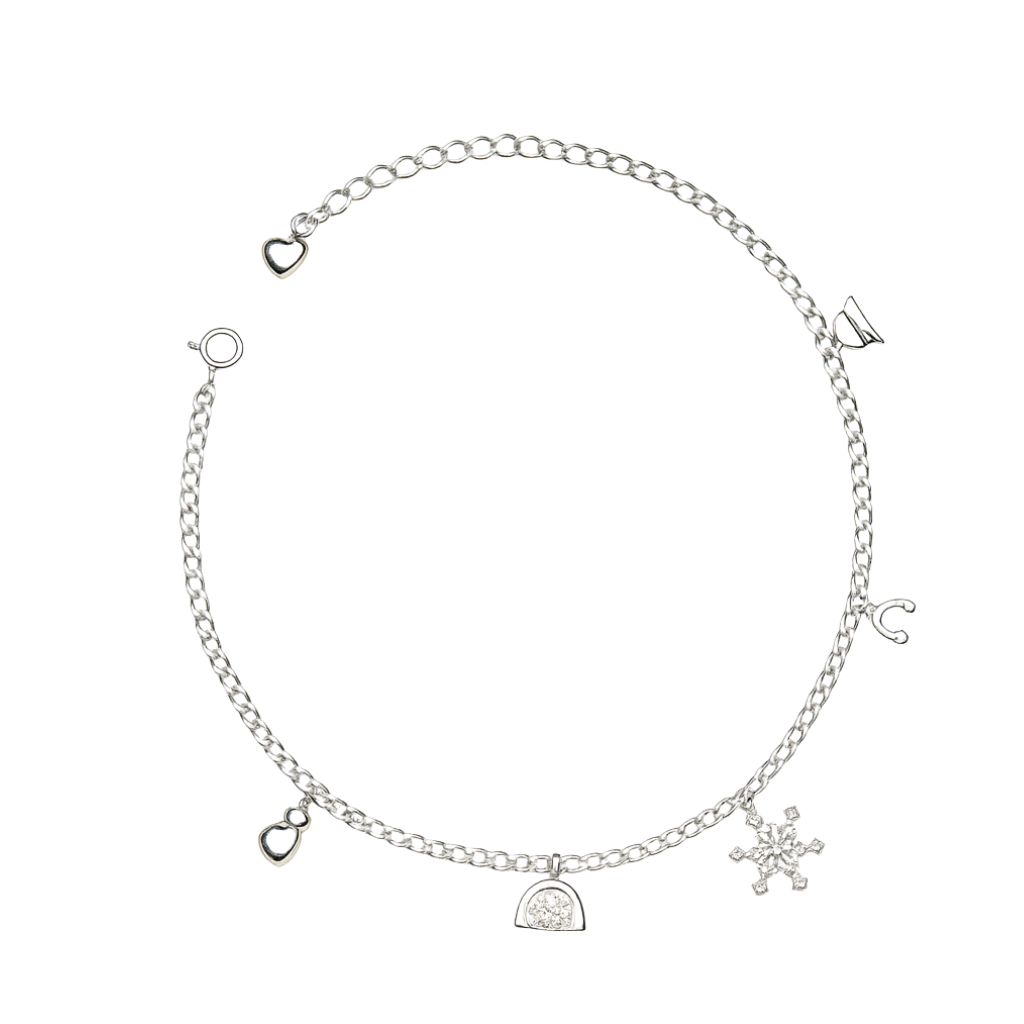 Axora Life 925 sterling silver mini charm anklet for women