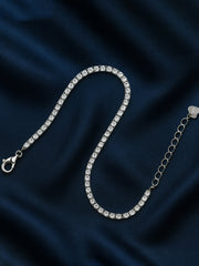 Original silver bracelet for ladies with one-line zircon tennis design