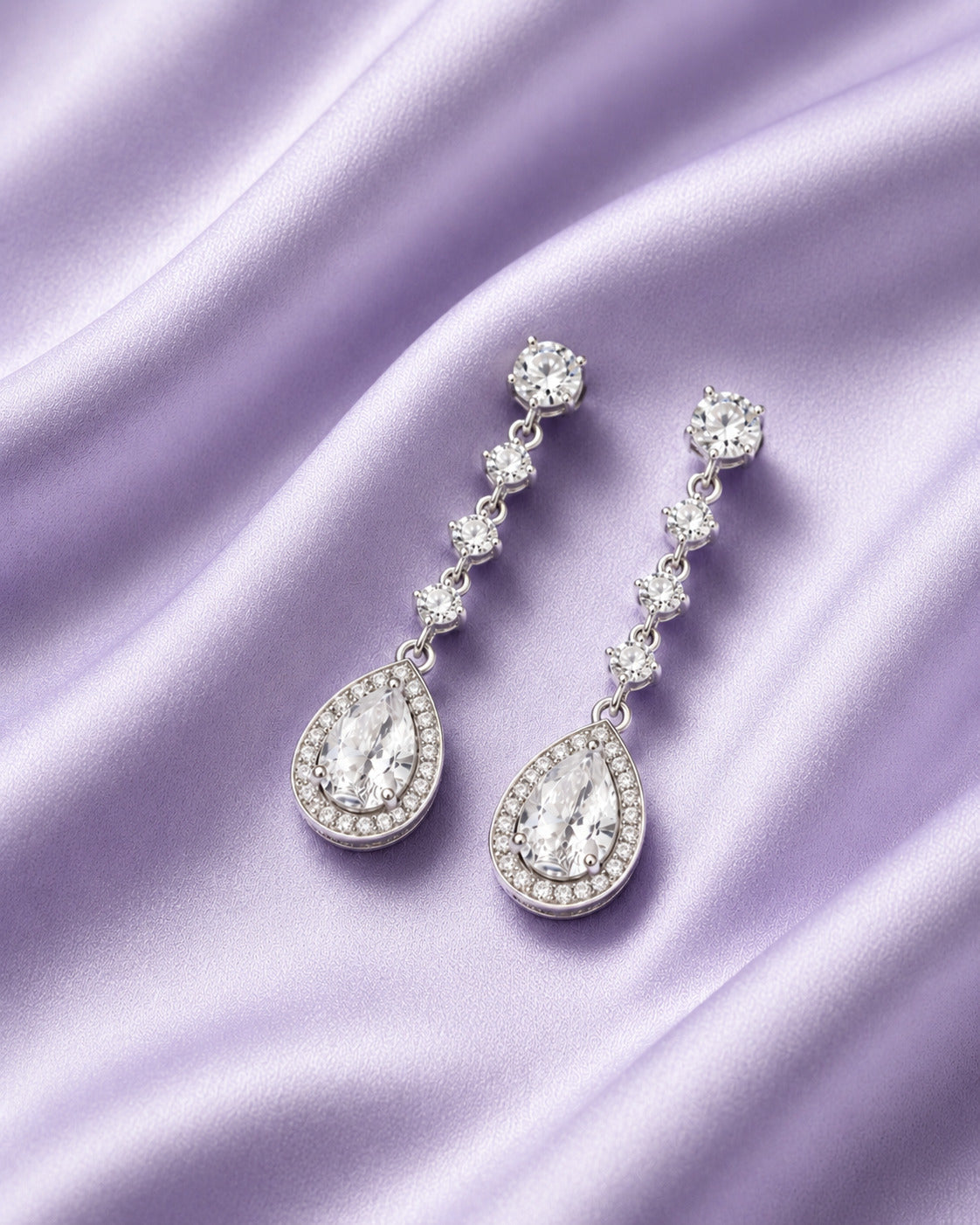 Axora Life 925 sterling silver pear drop CZ dangle earrings for women