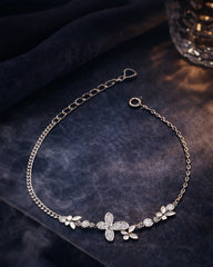 Original silver bracelet for ladies with sparkling butterfly centerpiece