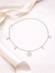Elegant Silver Dual Anklet Set with Star & Flower Charms