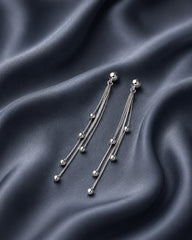Sterling silver earrings for women with sleek ring and chain design
