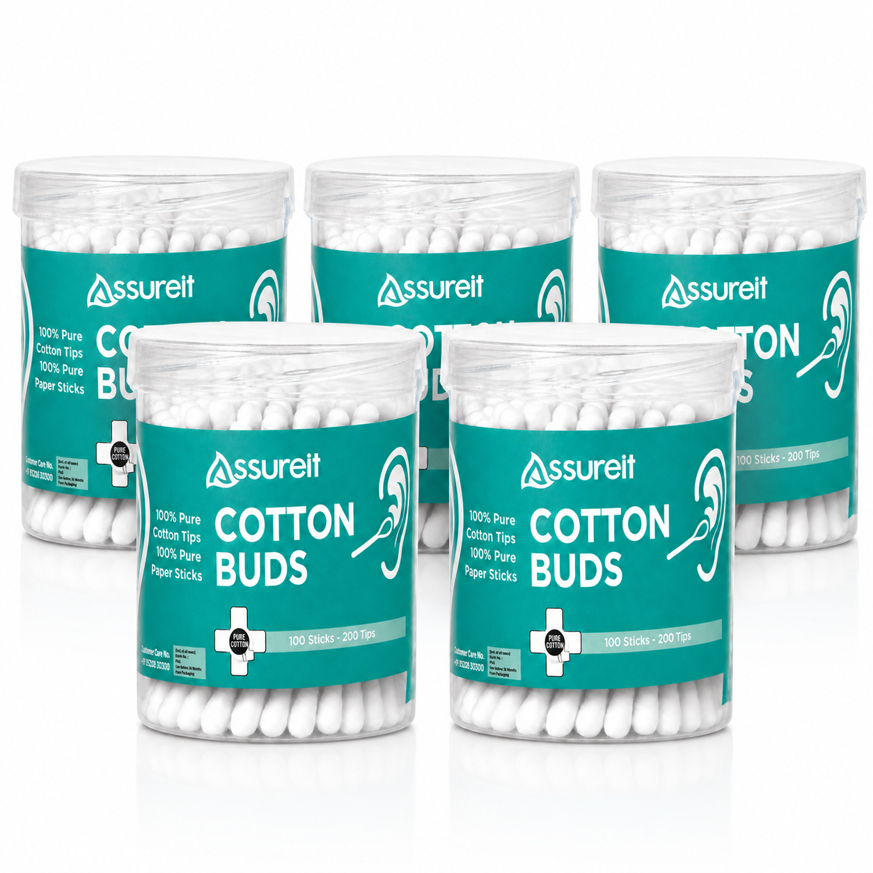 Assureit Organic 100%Cotton Buds – Best Soft Cotton Ear Buds for Ear Cleaning, Makeup & Baby Care