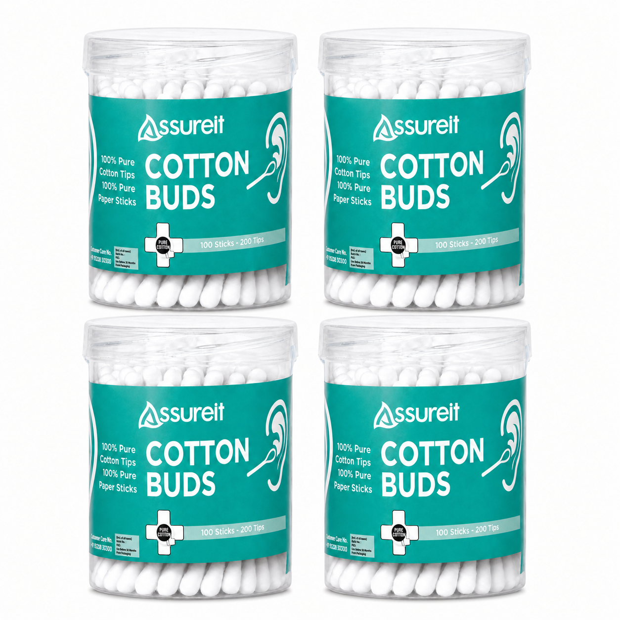 Assureit Organic 100%Cotton Buds – Best Soft Cotton Ear Buds for Ear Cleaning, Makeup & Baby Care