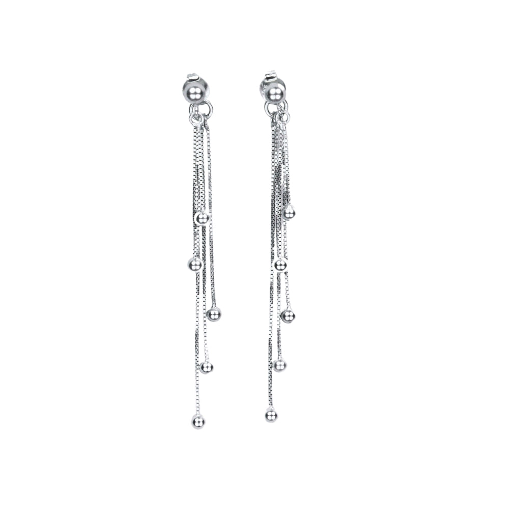Silver drop earrings for women with elegant multi-chain detailing