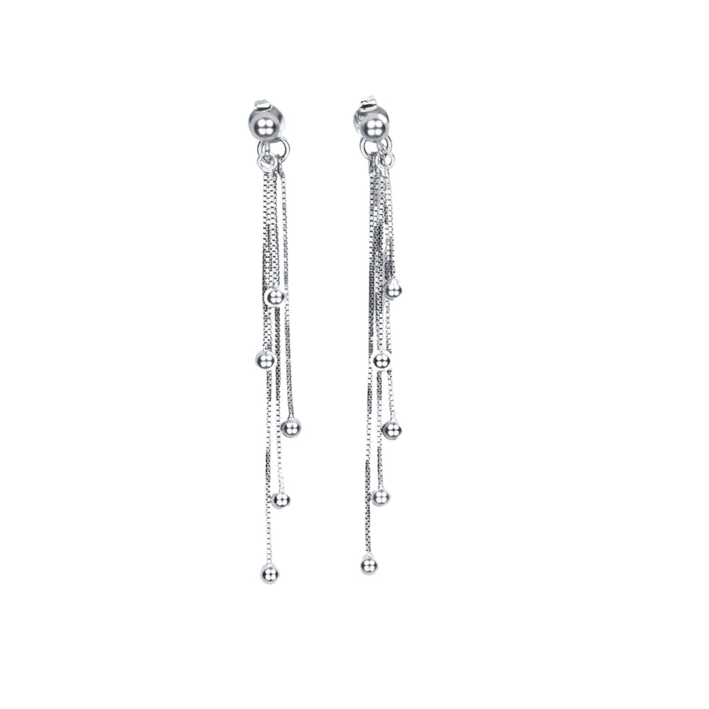 Silver drop earrings for women with elegant multi-chain detailing