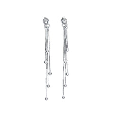Silver drop earrings for women with elegant multi-chain detailing