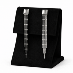 Elegant Silver Multi-Strand Tassel Drop Earrings