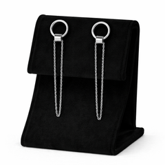 Minimal Silver Loop Earrings with Double Chain Detailing