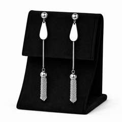 Silver Tassel Shine Drop Earrings
