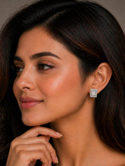 925 sterling silver earrings India with sparkling zircon halo