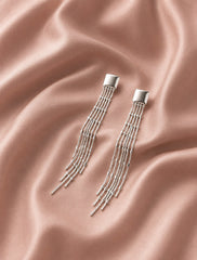 Sterling silver earrings for women with elegant chain tassel design