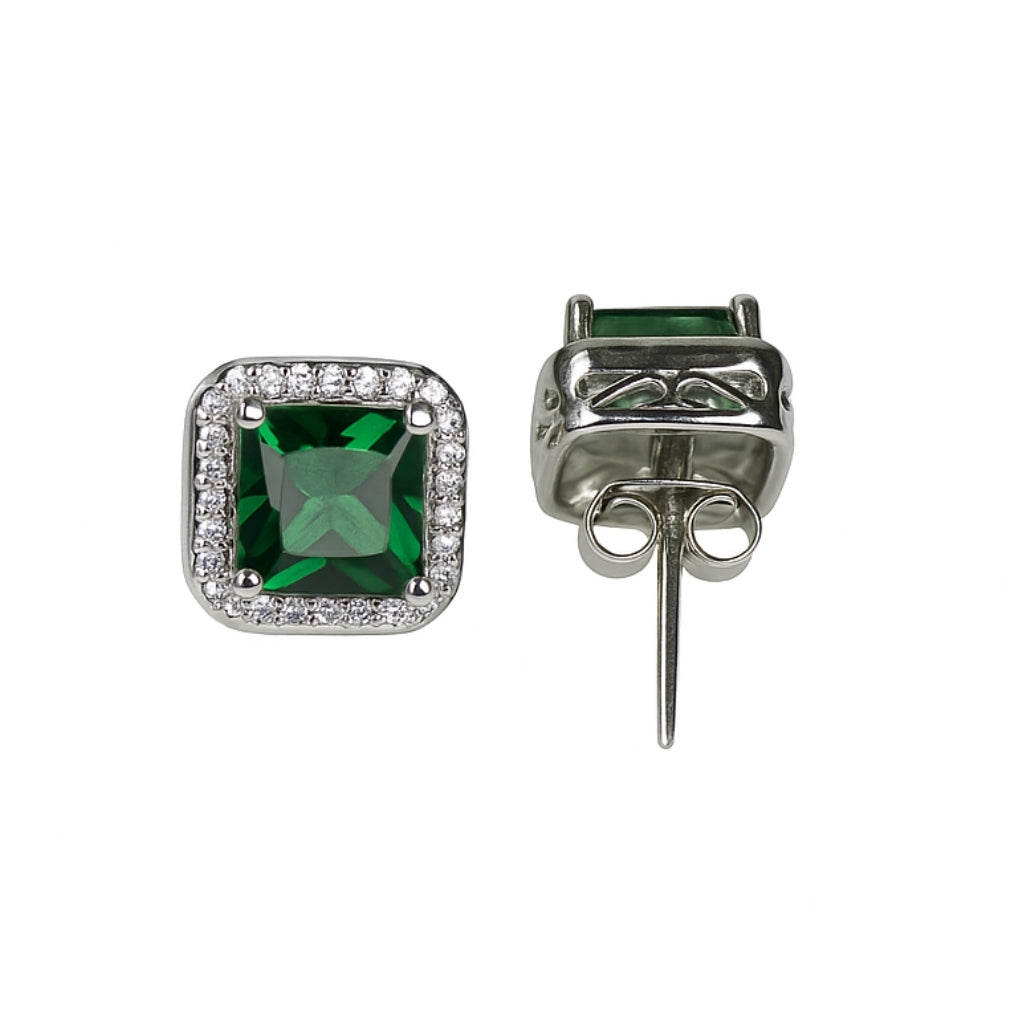 925 sterling silver earrings India with sparkling crystal halo