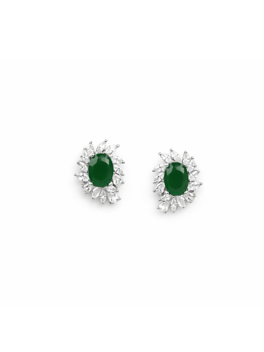 Axora Life 925 sterling silver emerald floral stud earrings for women