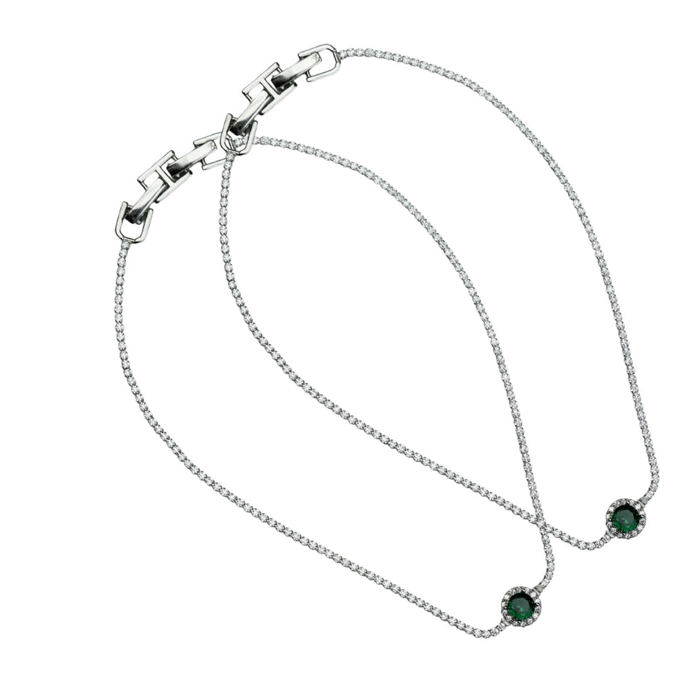 Axora Life 925 sterling silver green stone anklet set for women