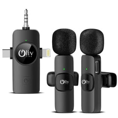OlivLife 3 in 1 Bluetooth Wireless Microphone  (Black, True Wireless)