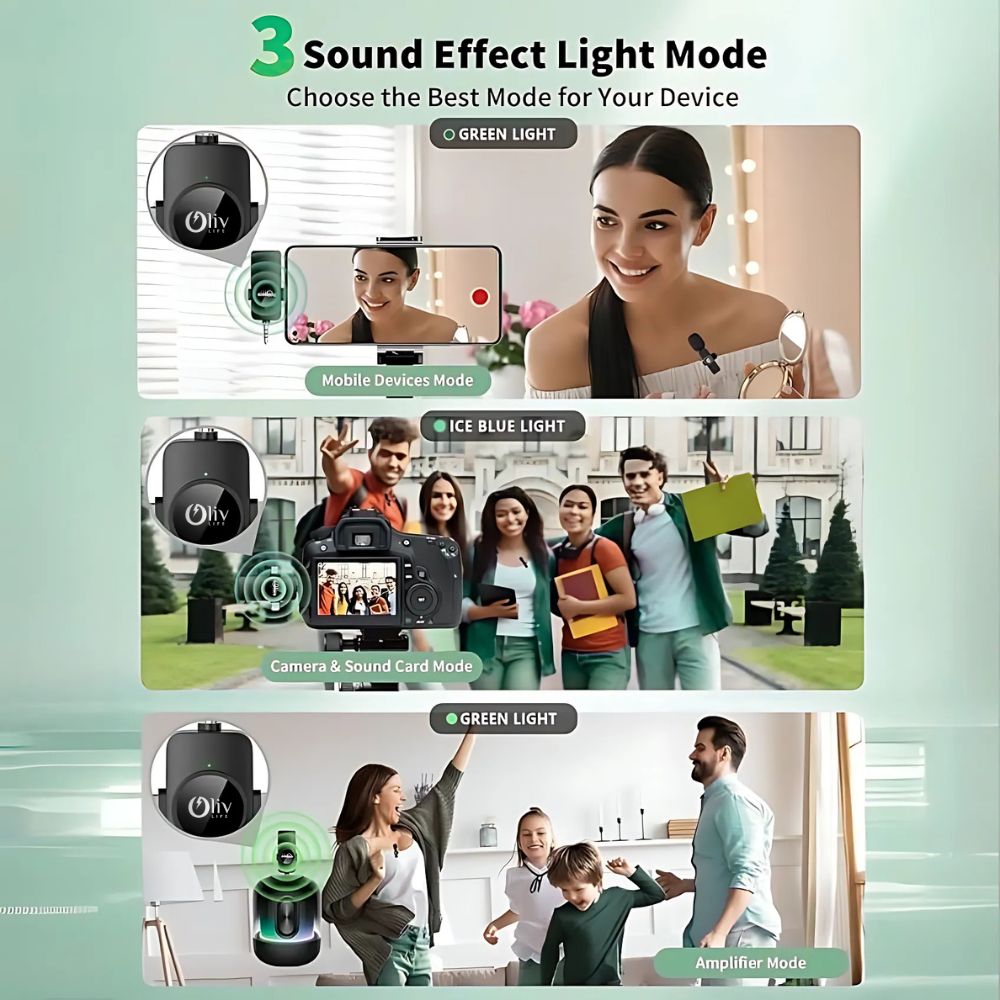 OlivLife 3 in 1 Bluetooth Wireless Microphone  (Black, True Wireless)
