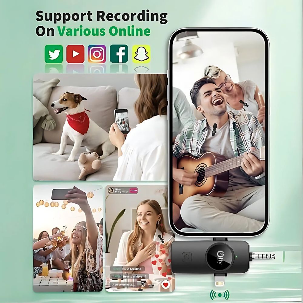 OlivLife 3 in 1 Bluetooth Wireless Microphone  (Black, True Wireless)