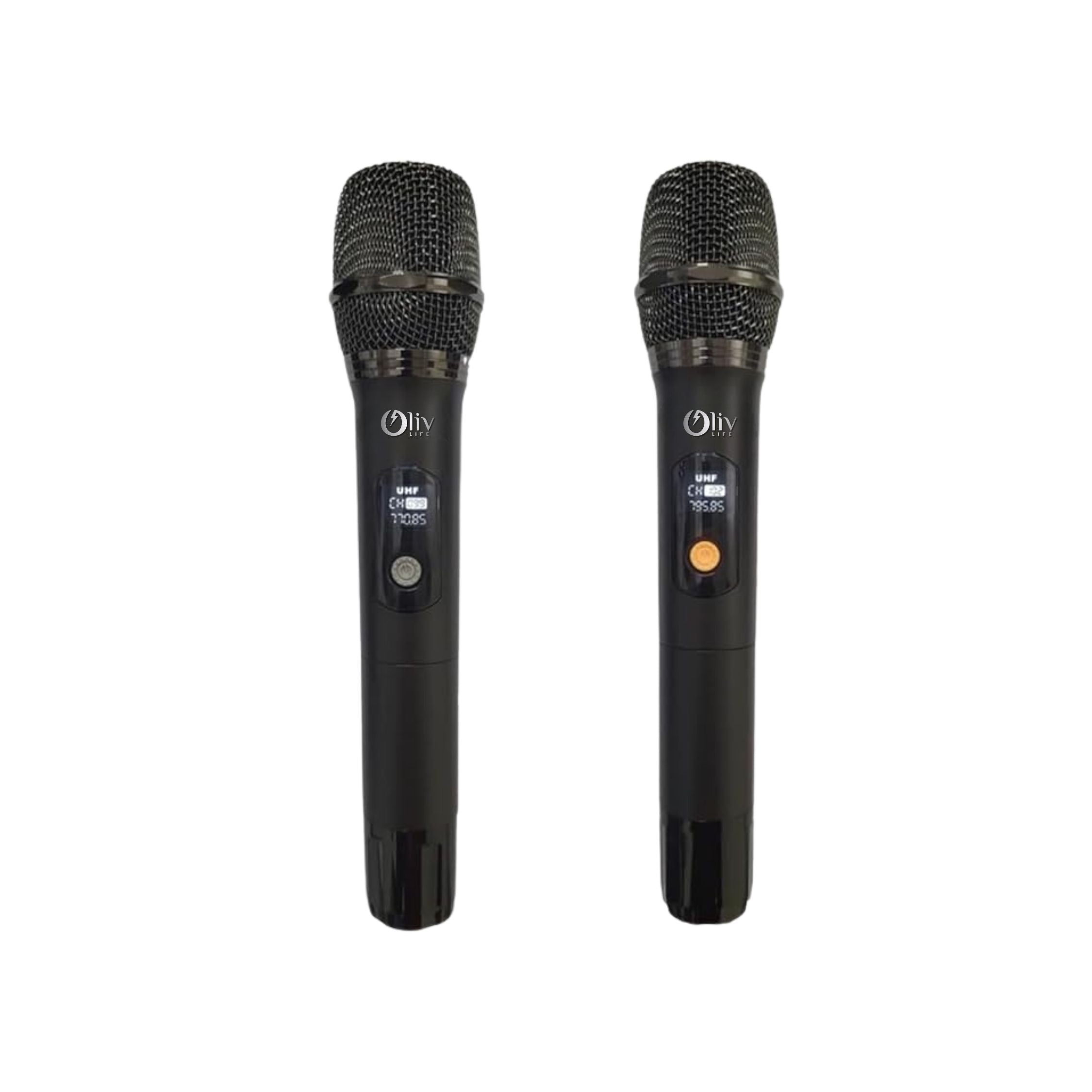 OlivLife Party Pop Bluetooth Speaker with 2 Wireless Microphones and Disco Lights
