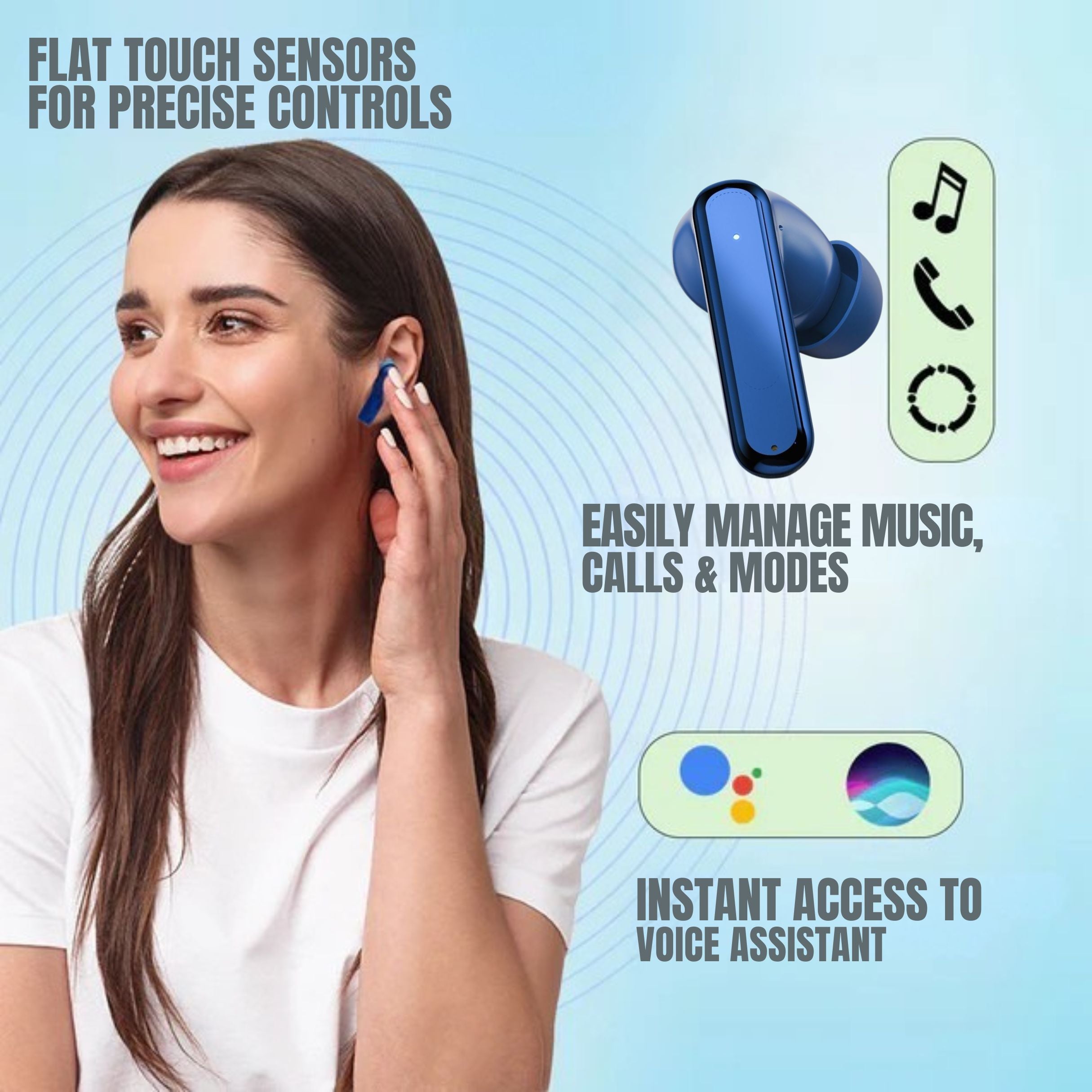 OlivLife AURA Wireless Earbuds (Blue)