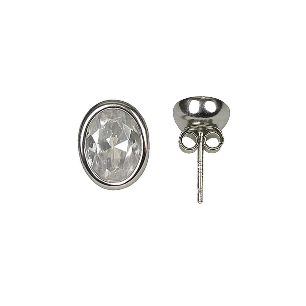 Original silver earrings online with oval crystal silver stud design