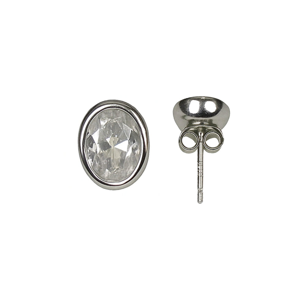 Original silver earrings online with oval crystal silver stud design