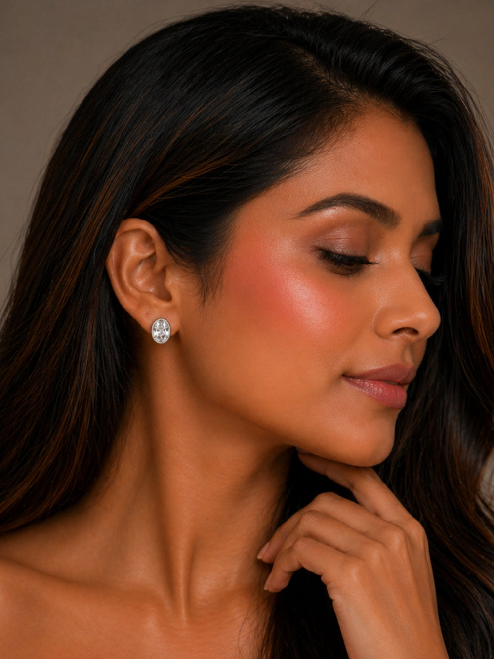 925 sterling silver earrings India with elegant oval stud detailing
