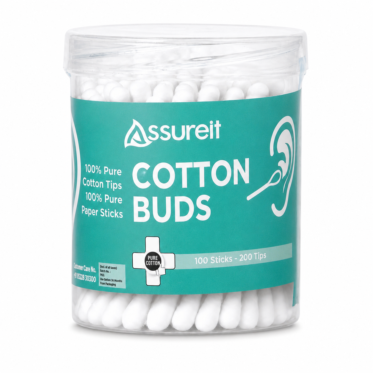 Assureit Organic 100%Cotton Buds – Best Soft Cotton Ear Buds for Ear Cleaning, Makeup & Baby Care