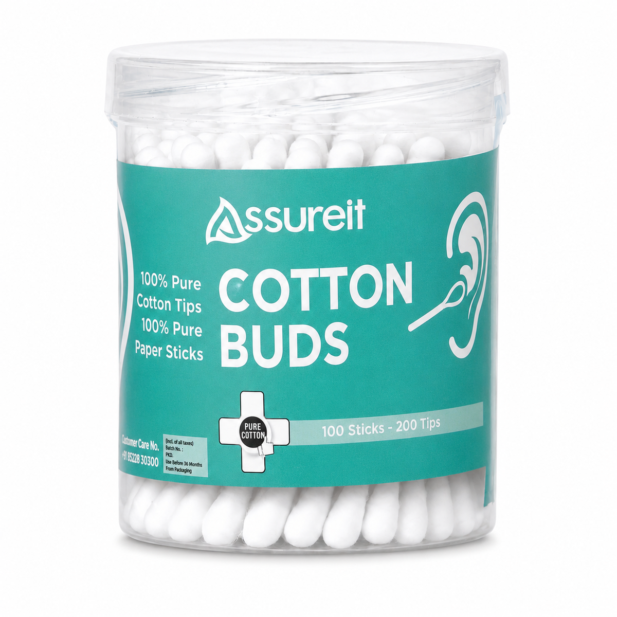 Assureit Organic 100%Cotton Buds – Best Soft Cotton Ear Buds for Ear Cleaning, Makeup & Baby Care