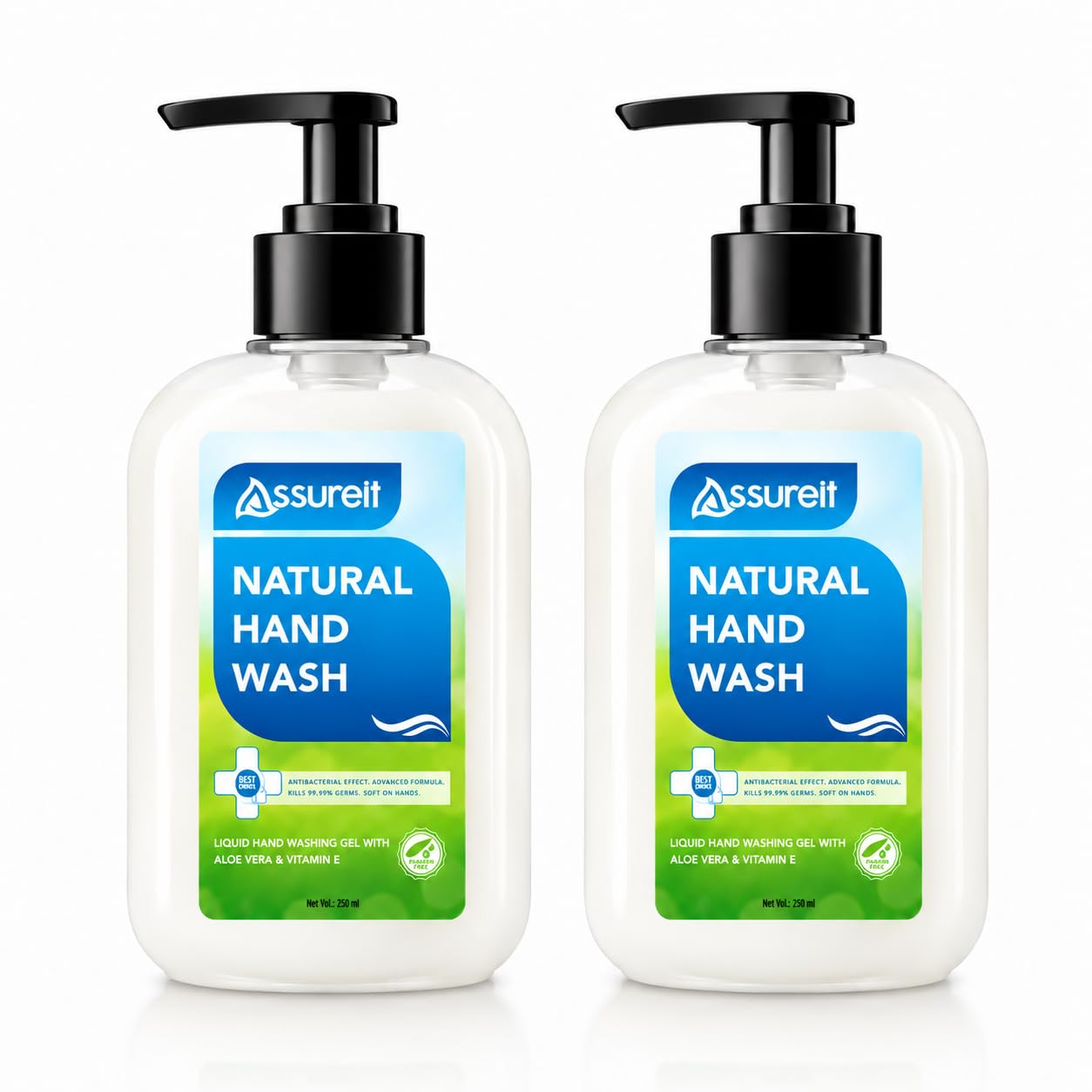 Assureit Natural Hand Wash – Aloe Vera & Vitamin E Moisturizing Antibacterial Liquid 250ml