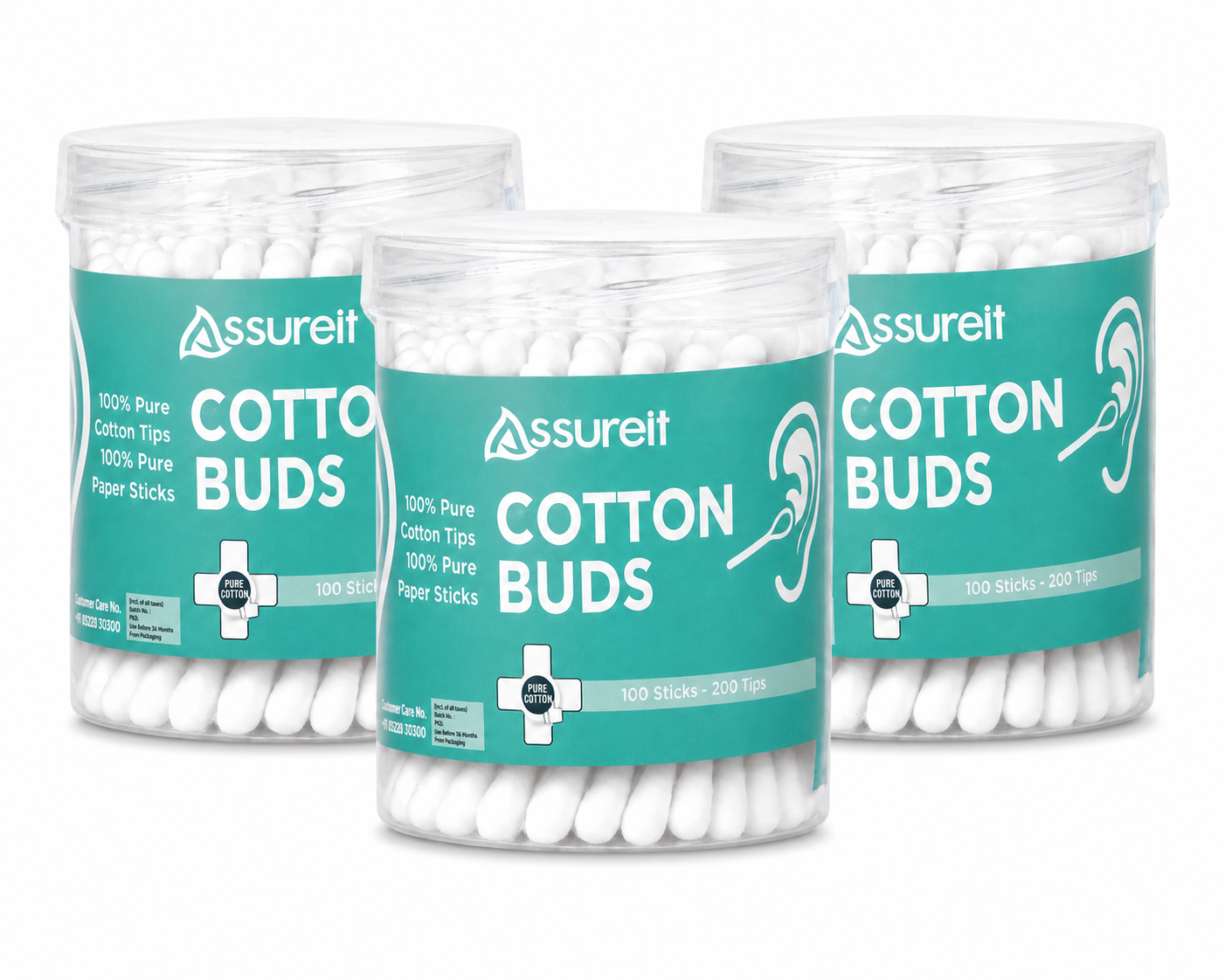 Assureit Organic 100%Cotton Buds – Best Soft Cotton Ear Buds for Ear Cleaning, Makeup & Baby Care