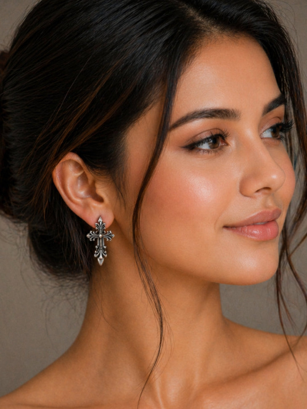 Sterling silver earrings for women with polished silver hoop finish
