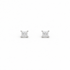 925 Silver Princess-Cut Solitaire Stud Earrings Small